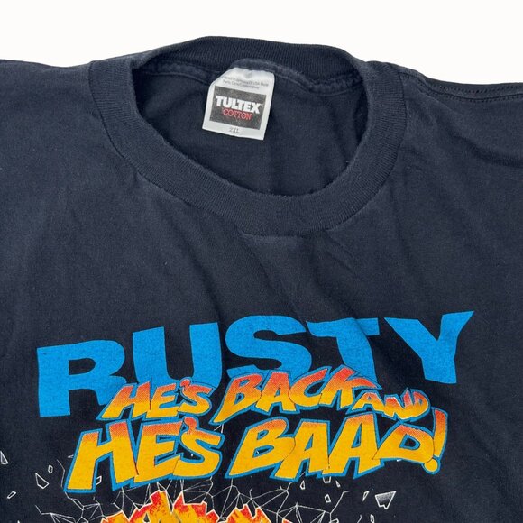 Vtg Rusty Wallace NASCAR T-Shirt 2XL Black Graphic Tee MGD Thunderbirds Racing - Picture 3 of 4